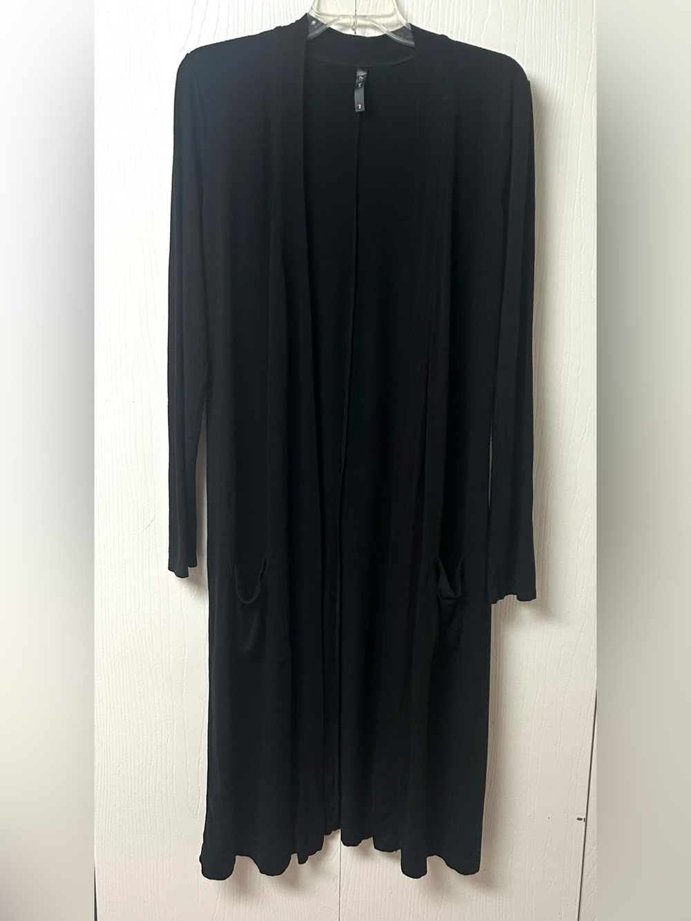 Women's Black Long Open-Front Cardigan Jacket